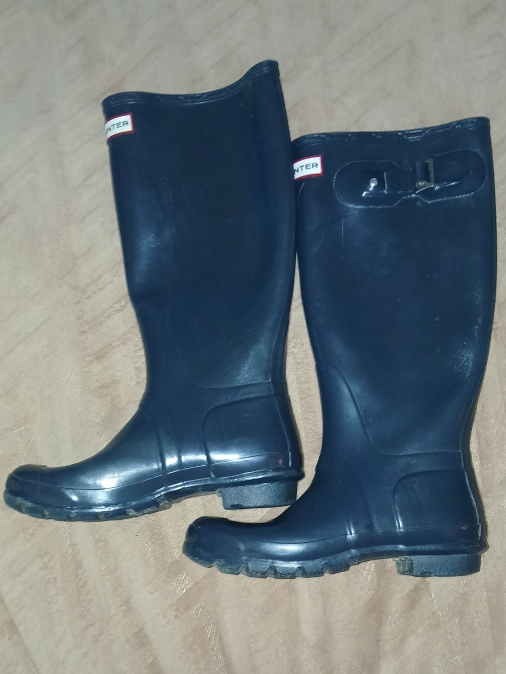 Unisex Hunter Original Gloss Tall Navy Rain Boots Waterproof Buckle Sz:M 6/W 7